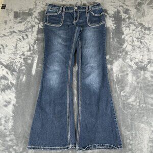 Maurices Jeans Womens 9/10 Long Blue Original Bootcut Thick Stitch Rockabilly
